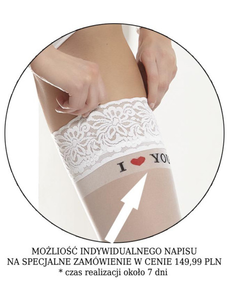 POŃCZOCHY FEELING BIAŁE ŚLUBNE NAPIS I LOVE YOU