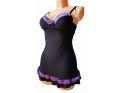 CHEMISE DE NUIT PUSHUP À RAYURES VIOLETTES - 1