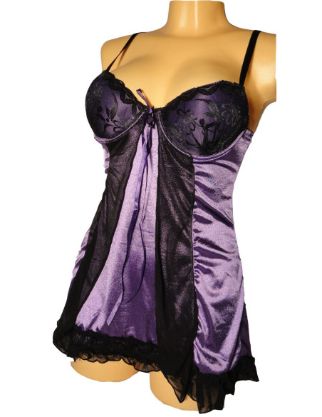 NAKTINIAI MARŠKINIAI SATINO RAŠTAS VIOLETINĖ - 1